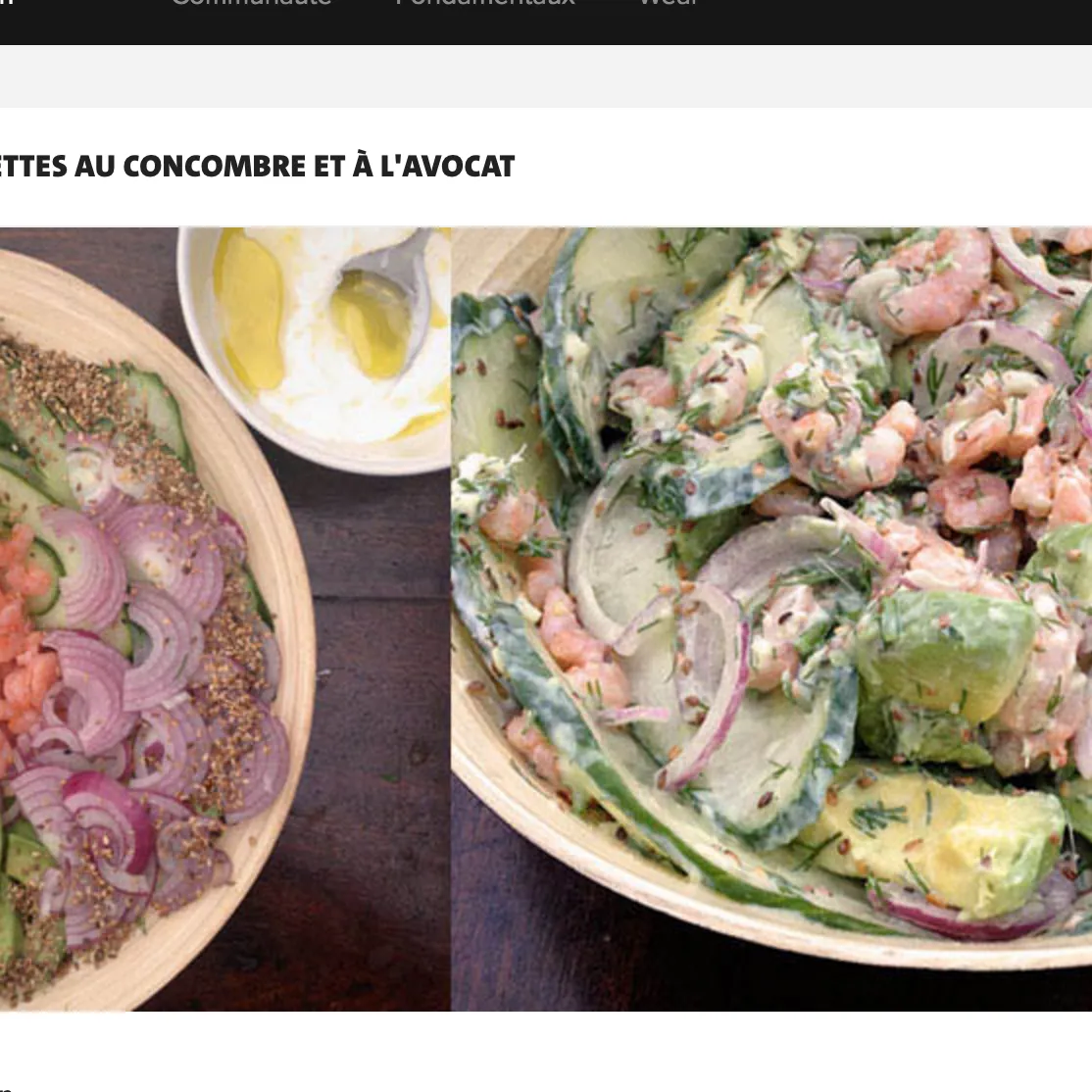 SALADE DE CREVETTES AU CONCOMBRE ET A L'AVOCAT