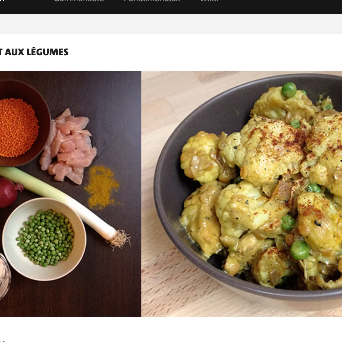 CURRY DE POULET AUX LEGUMES