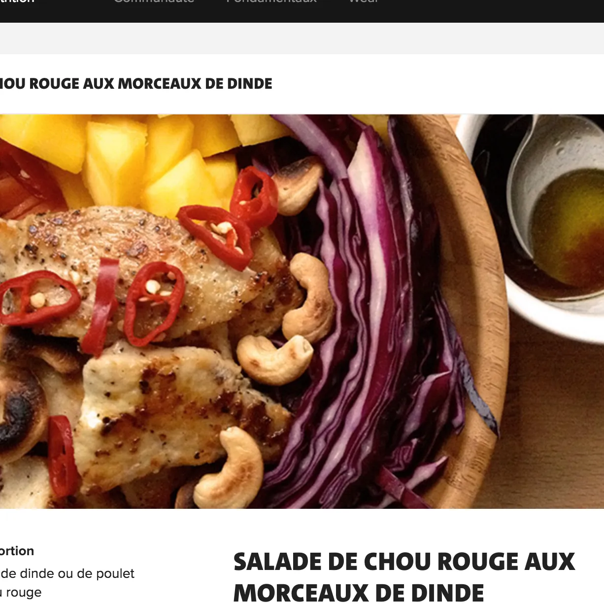 SALADE DE CHOU ROUGE AUX MORCEAUX DE DINDE