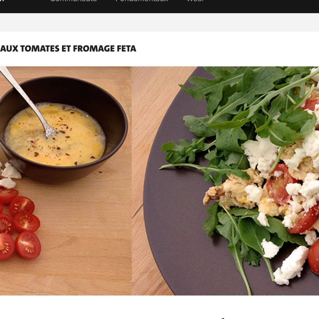 CEUFS BROUILLES AUX TOMATES ET FROMAGE FETA