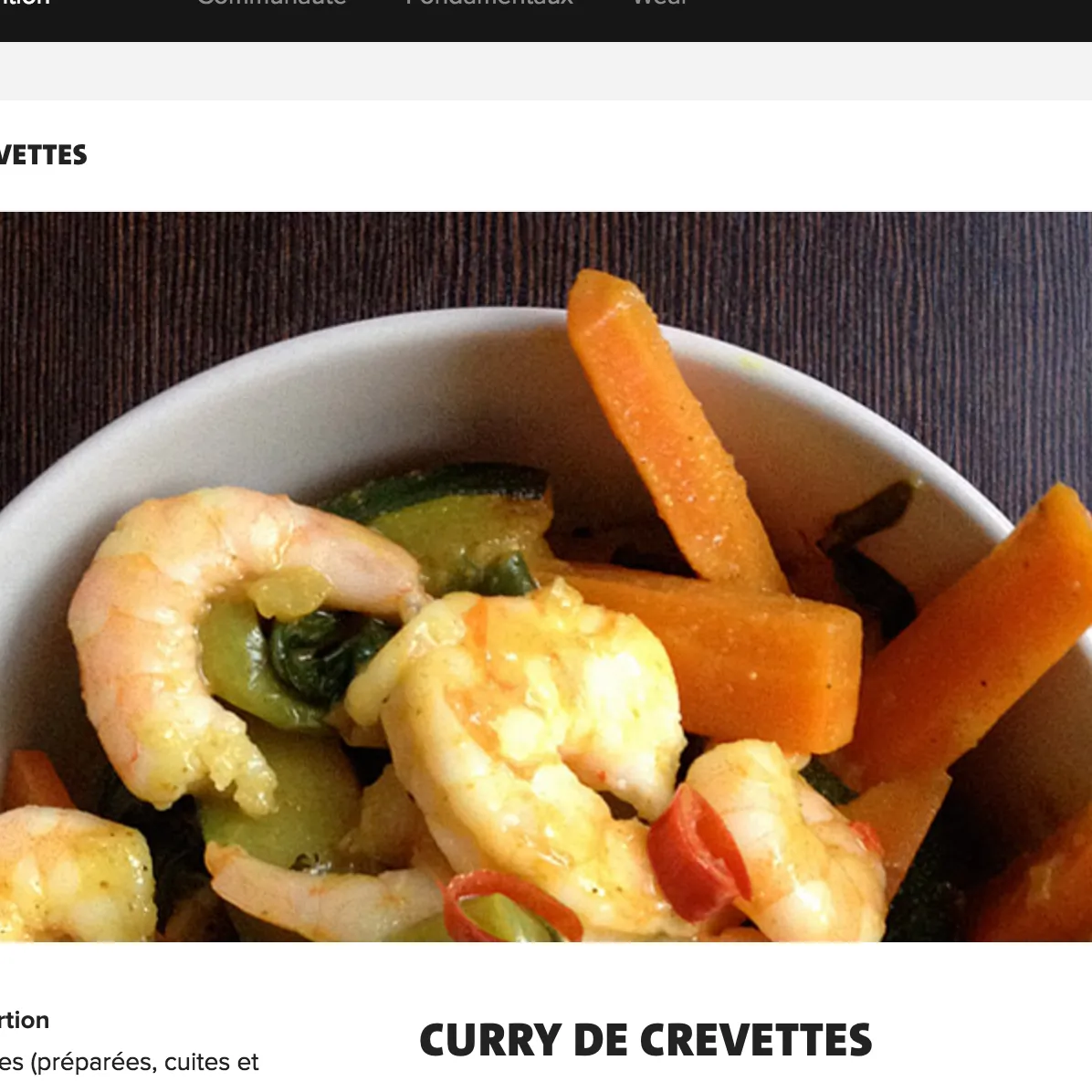 CURRY DE CREVETTES