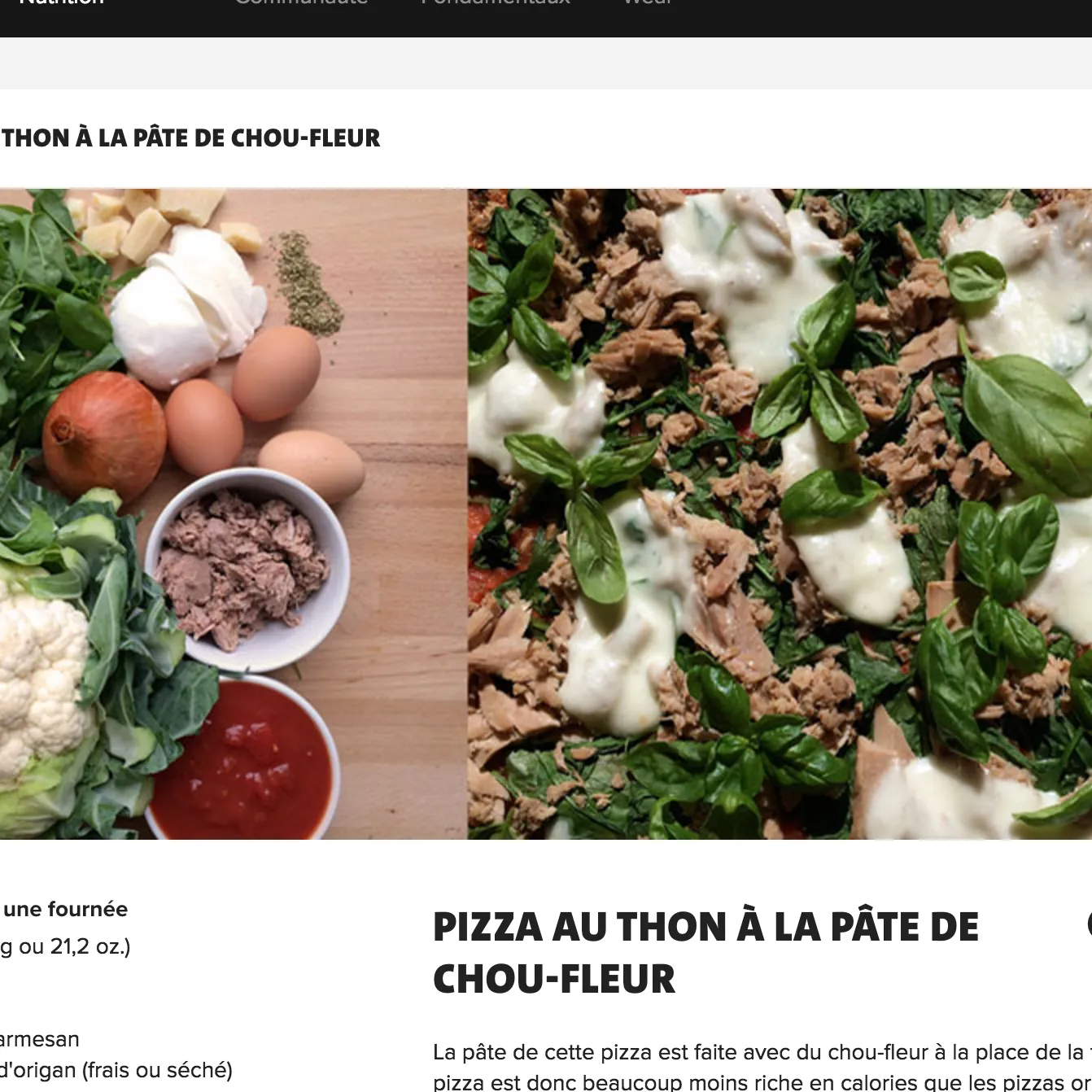 PIZZA AU THON A LA PATE DE CHOU-FLEUR