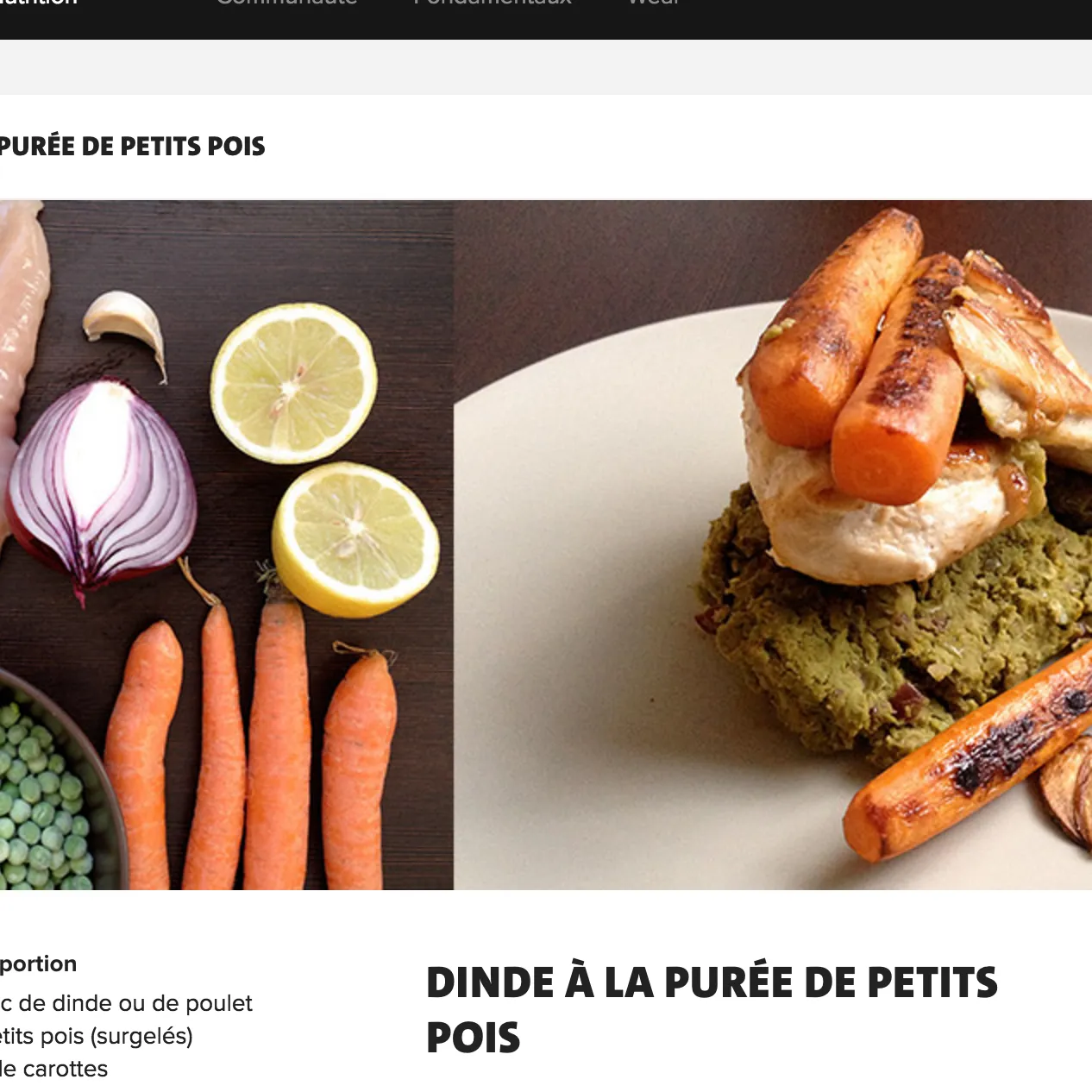 Les ingrédients par portion